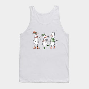 Three Cartoon Snowmen Tank Top